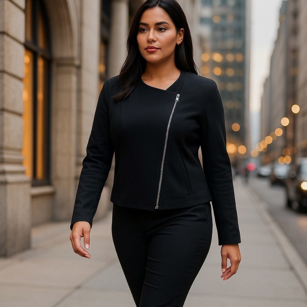 Helmut Lang Black Asymmetrical Zip Jacket Women’s Size M Made in USA
